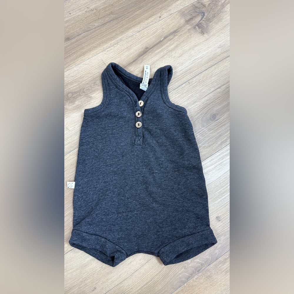 Charcoal Kids Tank Top with Button Detail